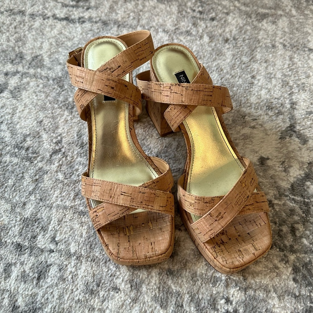 Nine West Cork Heels with Gold Accents
